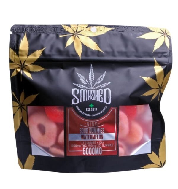 Smashed Sour Gummies Watermelon 5000MG - Smashed Edibles